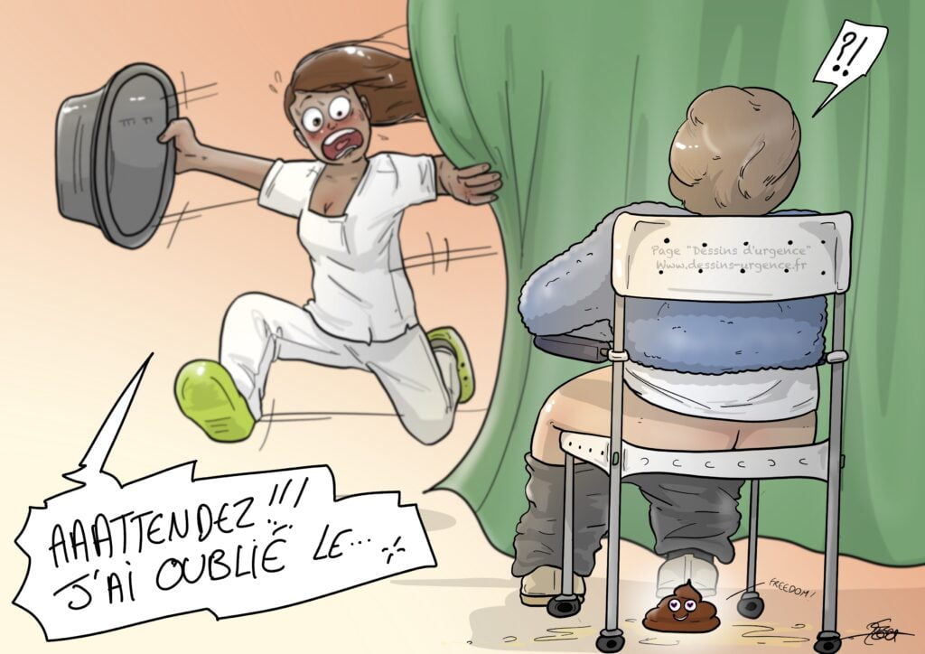 Dame qui défèque sur le sol