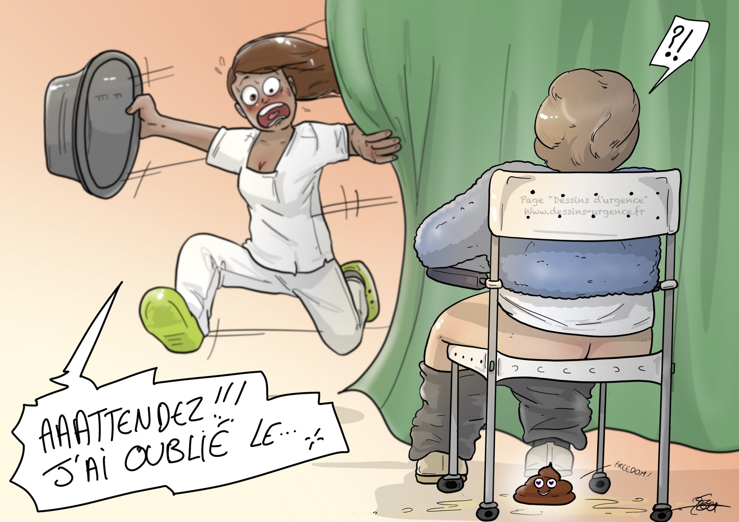 Dame qui défèque sur le sol