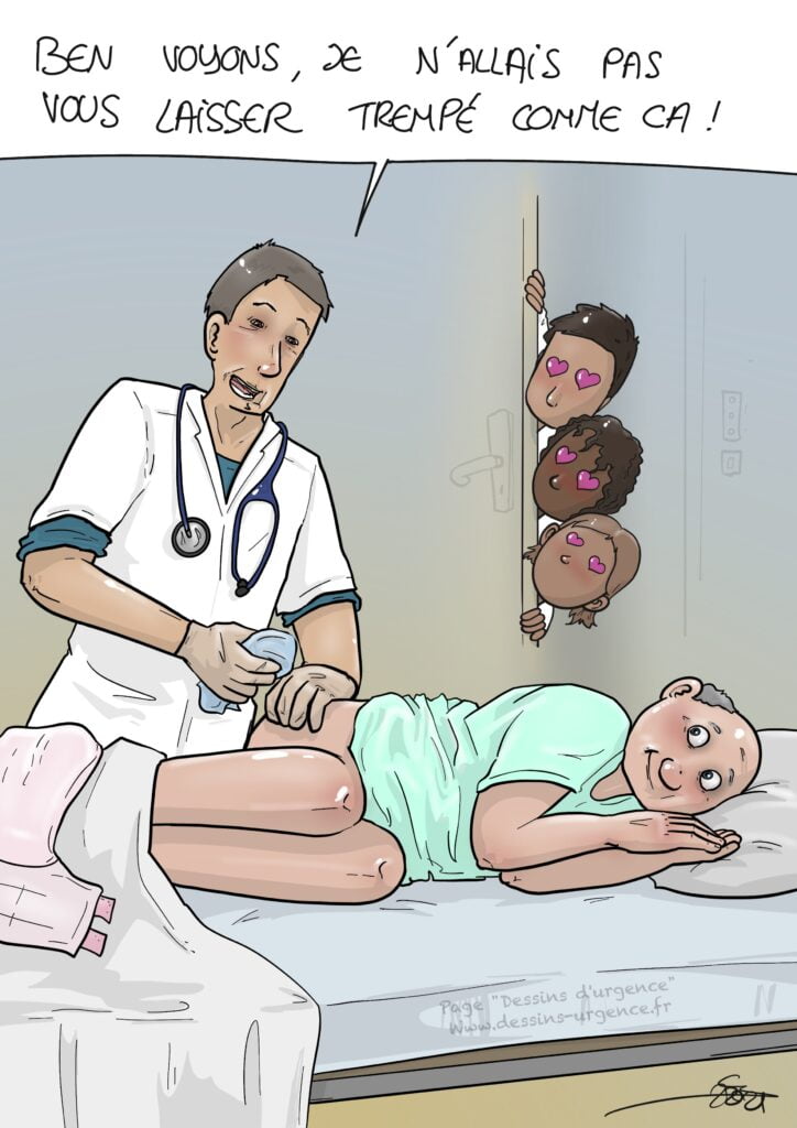 Médecin qui change une couche