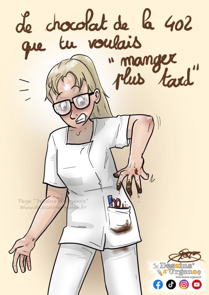 Infirmière tâchée de chocolat
