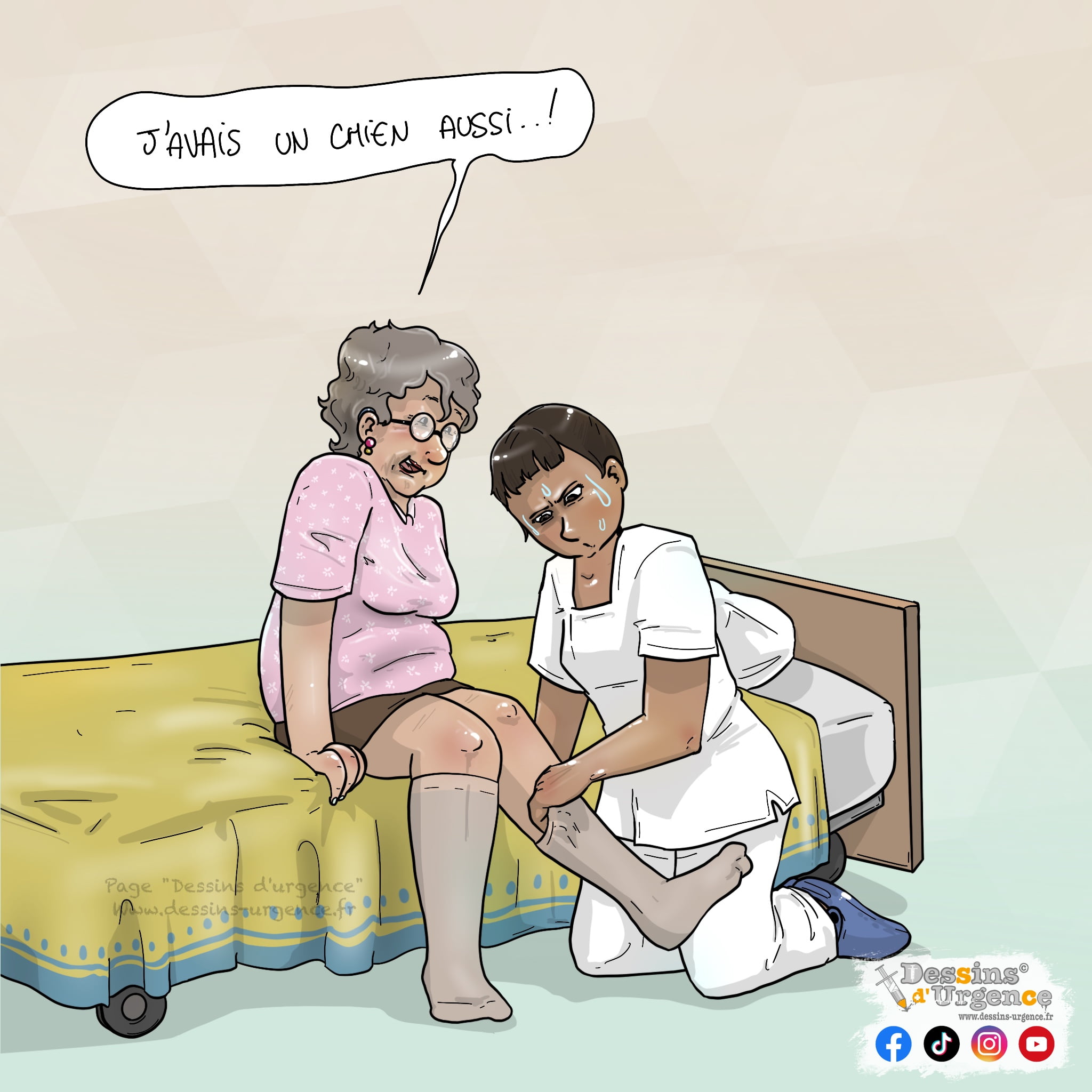 mamie qui parle à l'infirmière