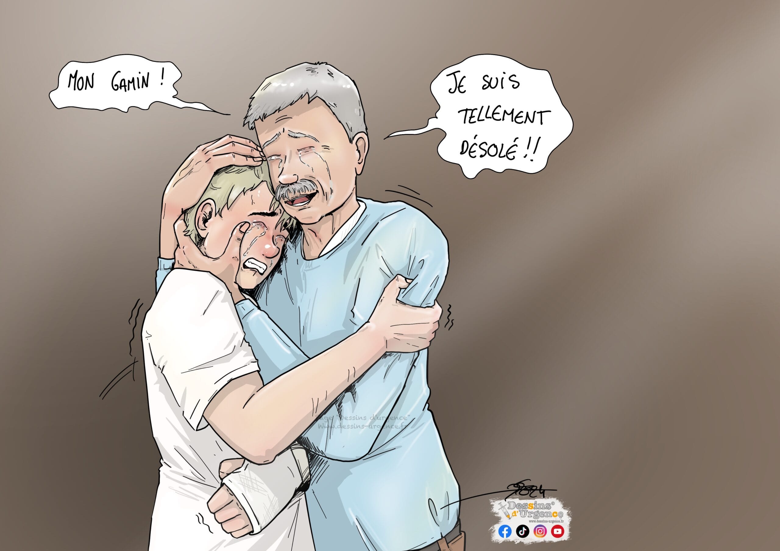 deux hommes s'enlassent